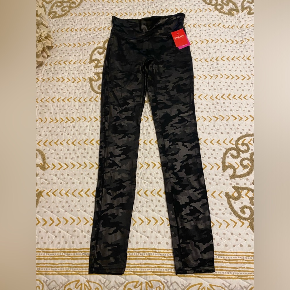 SPANX Faux Leather Camo Leggings - NWT